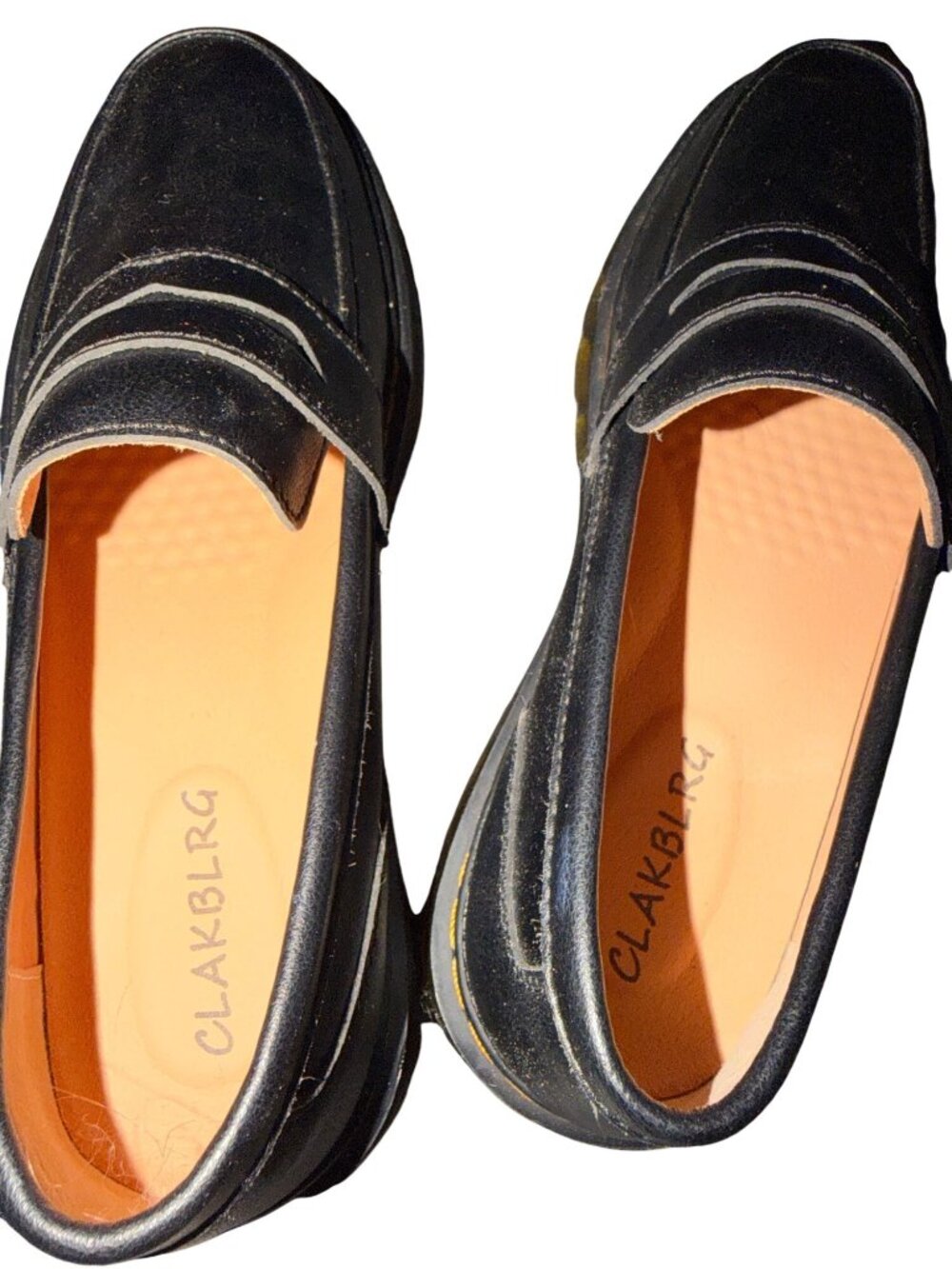 Clackblrg Black Leather Loafers With Chunky Soles Women Size 8.5 By - Picture 6 of 6